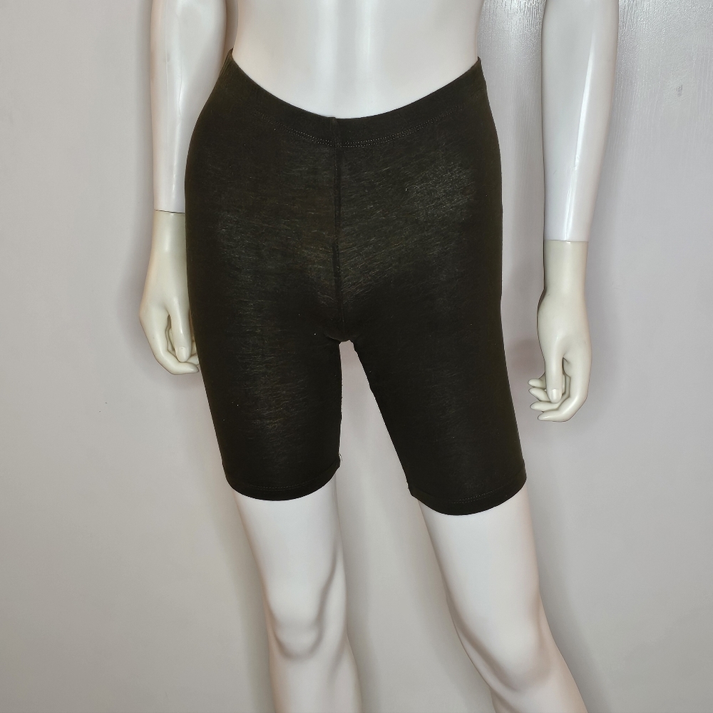 Bozzolo Olive Green Cotton Stretch Black Biker Shorts Size M